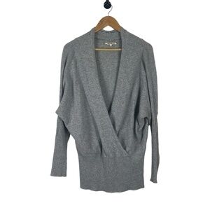 LA Made Oversized Small Sweater Gray Cross Front Cashmere Ballet Quiet Luxury